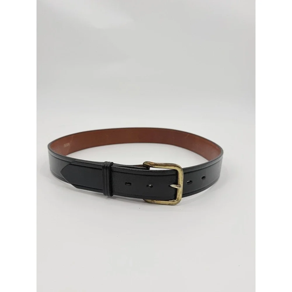 Don Hume Black Leather Trouser Belt B109 Solid Brass Buckle Duty Uniform Belt